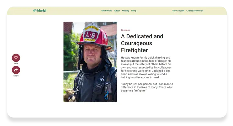 creating an online memorial website for a firefighter
